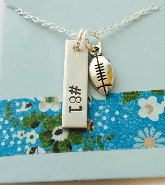 Football Number Necklace, Personalized Football Jewelry, Mom Football Necklace