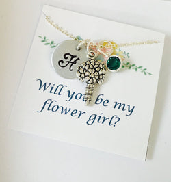 Flower Girl Necklace, Wedding Jewelry, Will you be my flower girl