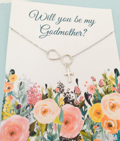 Godmother Necklace, Will you be my Godmother, Godmother gift, Sterling Silver Godmother