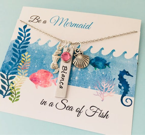 Personalized  Mermaid Necklace, Mermaid Name Necklace, Little Girls Jewelry, Mermaid Birthday