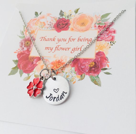 Thank you for being my Flower Girl, Flower Girl Necklace, Gift for Flower Girl