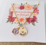 Personalized Flower Girl Necklace, Gold Flower Necklace, Will you be my flower girl