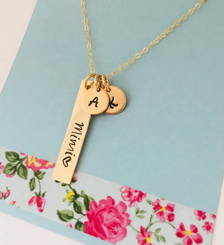 Personalized Motherhood Bar Necklace, Custom Kids Nameplate, Children's  Initials 14k Gold Fill, Sterling Silver, Rose Gold LN140_35_H - Etsy
