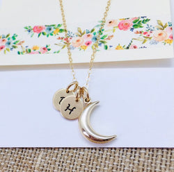 Moon Initial Necklace