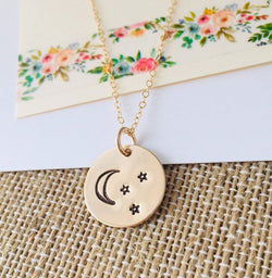 Mommy Moon Necklace, Moon and Stars Necklace 