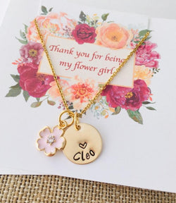 Gold Flower girl necklace 