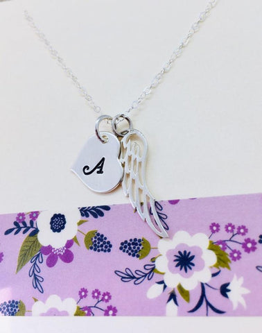 wing initial necklace
