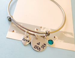 Big Sister Bracelet, Big Sister Jewelry, Sister Gift, Hand Stamped Bracelet, Personalized Bracelet, Silver Bangle