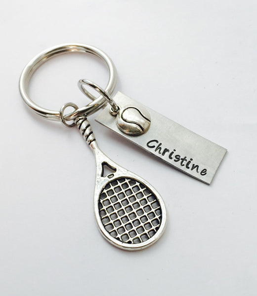 Tennis Keychain, Tennis Racket, Tennis Player Jewelry, Play Tennis, Coach Gift, Tennis Player Gift, Tennis Charm Keychain