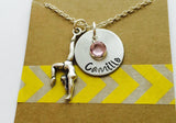 Personalized Gymnastics Necklace, Gymnast Necklace, Personalized Name Necklace, Birthstone Necklace